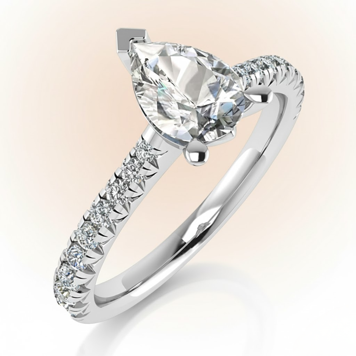 Pear Bloom Pave Diamond Ring