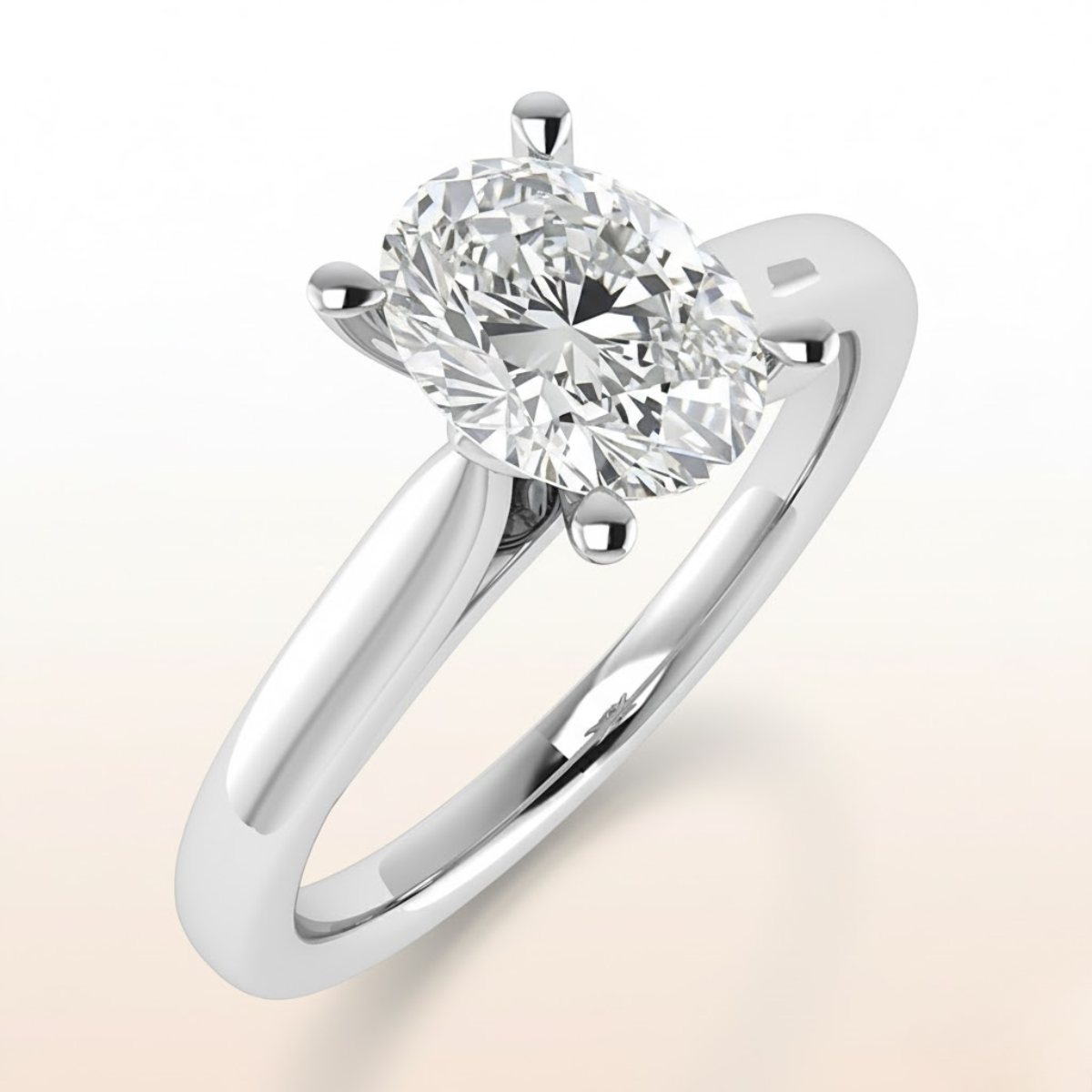 Oval Tulip-Head Solitaire Ring