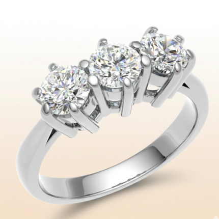 Round Shared-Claw Trilogy Ring