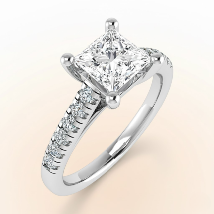 Princess-Cut Classic Side Stone Solitaire Ring
