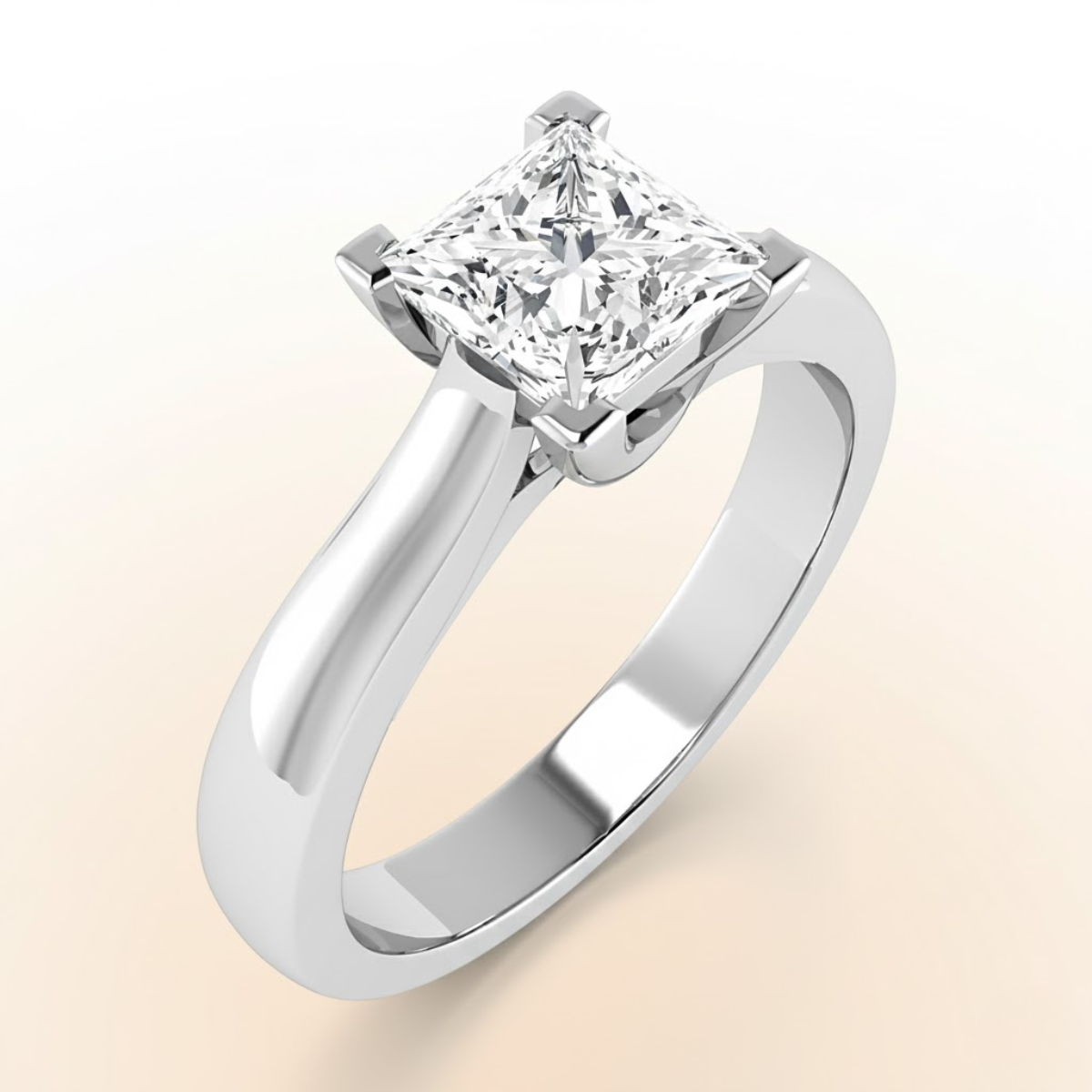 Princess L-Claw Solitaire Ring