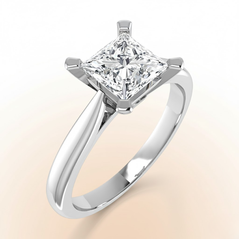 Princess-Cut Double-Gallery Solitaire Ring