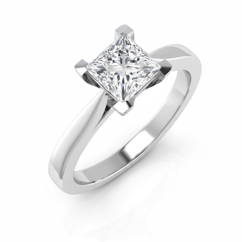 Princess L-Claw Solitaire Ring