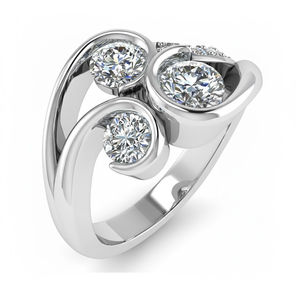 Bubble Triple Round Diamond Ring