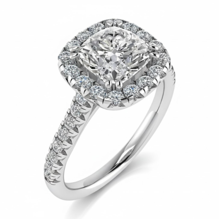 Cushion Uniform Halo Solitaire Ring