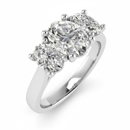 Oval Three-Stone Tapered Band Trilogy Ring