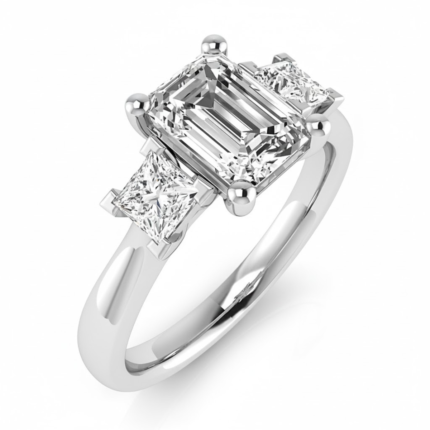 Emerald Three-Stone Tapered Trilogy Ring