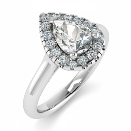 Pear Halo Micro-Set Solitaire Ring