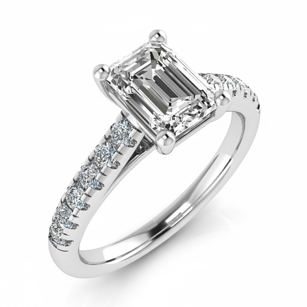 Emerald Micro-Set Shoulder Solitaire Ring