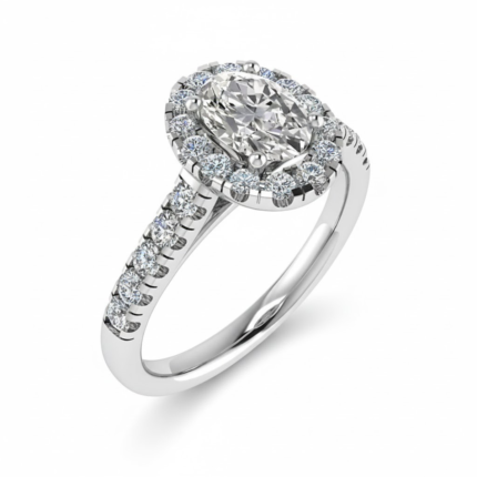 Oval Halo Micro-Set Solitaire Ring