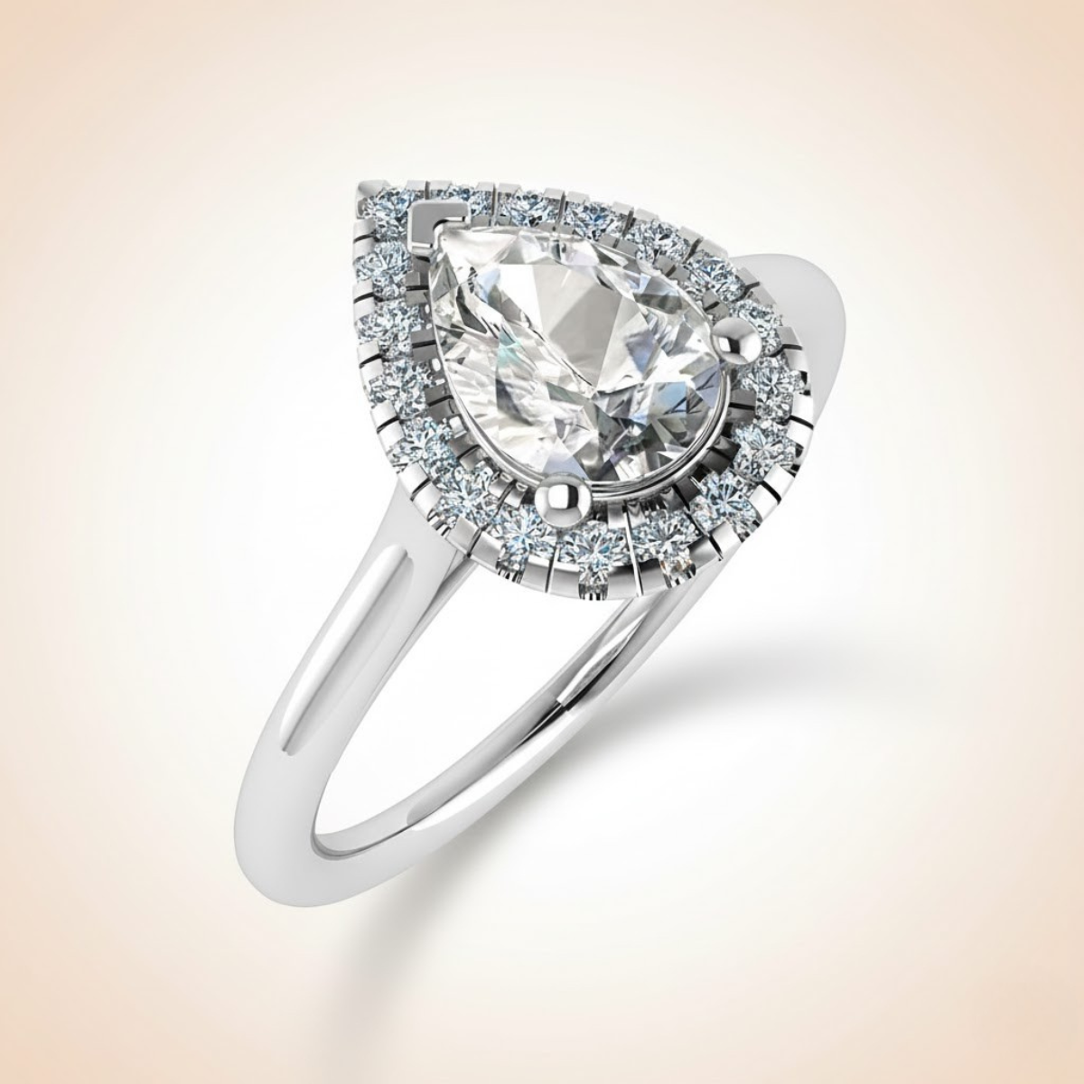 Pear Halo Perfect-Fit Ring