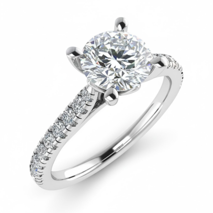 Round Tulip Micro-Set Solitaire Ring