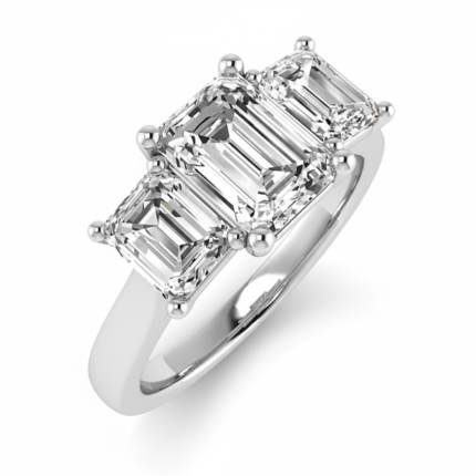 Elaris Emerald Three-Stone Tapered Band Trilogy Ring