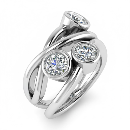 Lunara Bubble Trio Split-Shoulder Ring