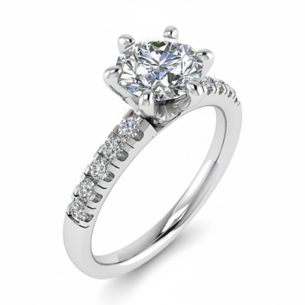 Celestia Round Six-Claw Micro Band Solitaire Ring