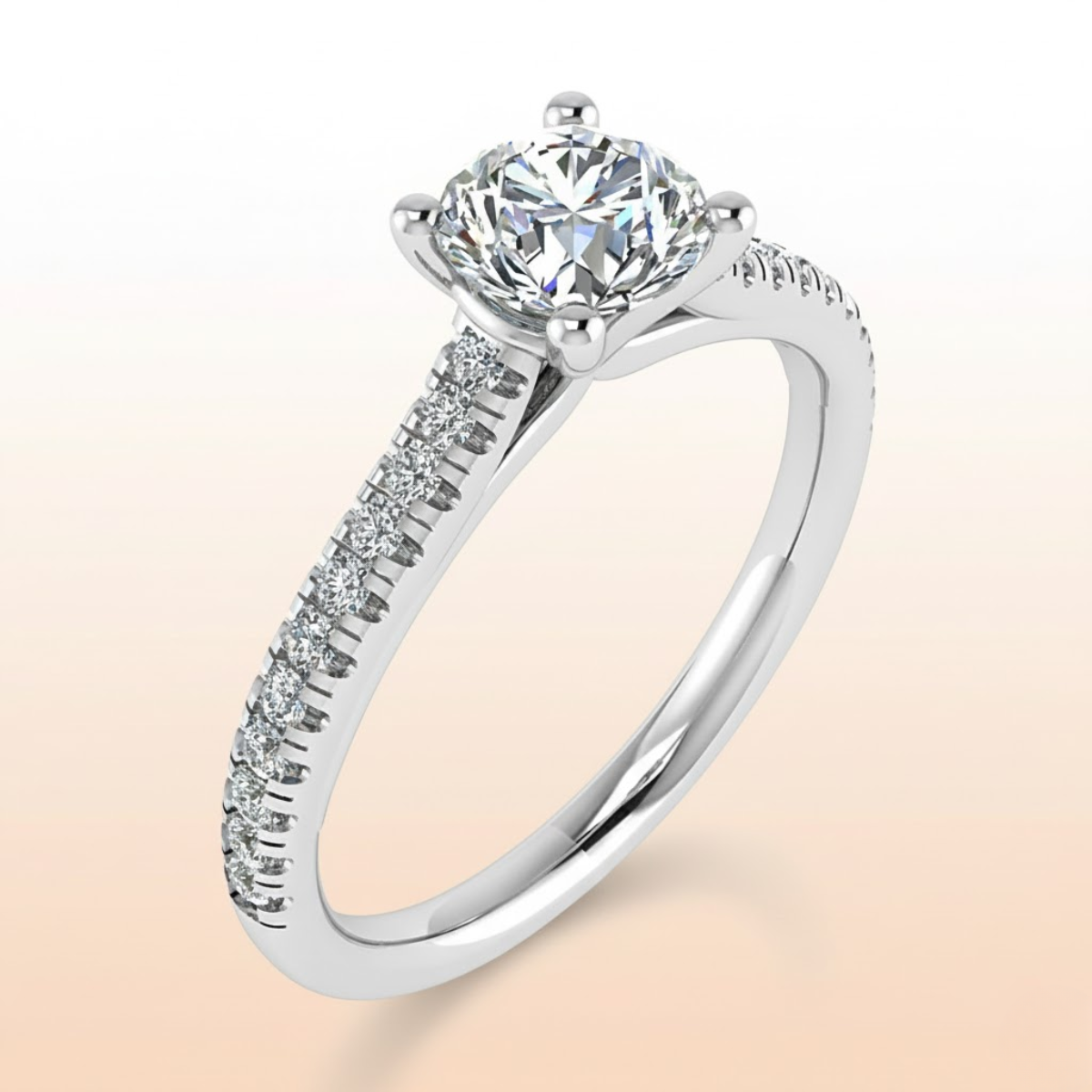 Round Perfect-Fit Pavé Solitaire