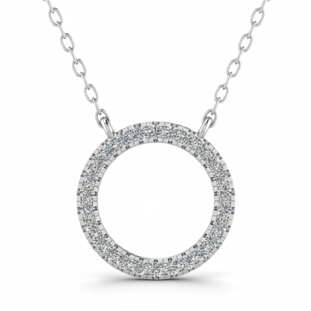 Pavé Diamond Circle Pendant Necklace