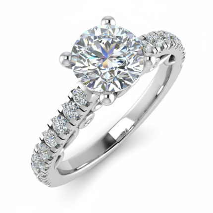 Luxurious Tulip Side Stone Solitaire Ring