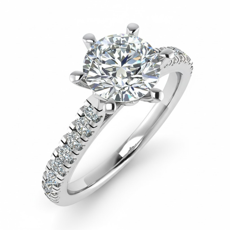 Elvara Six-Claw Side Stone Solitaire Ring