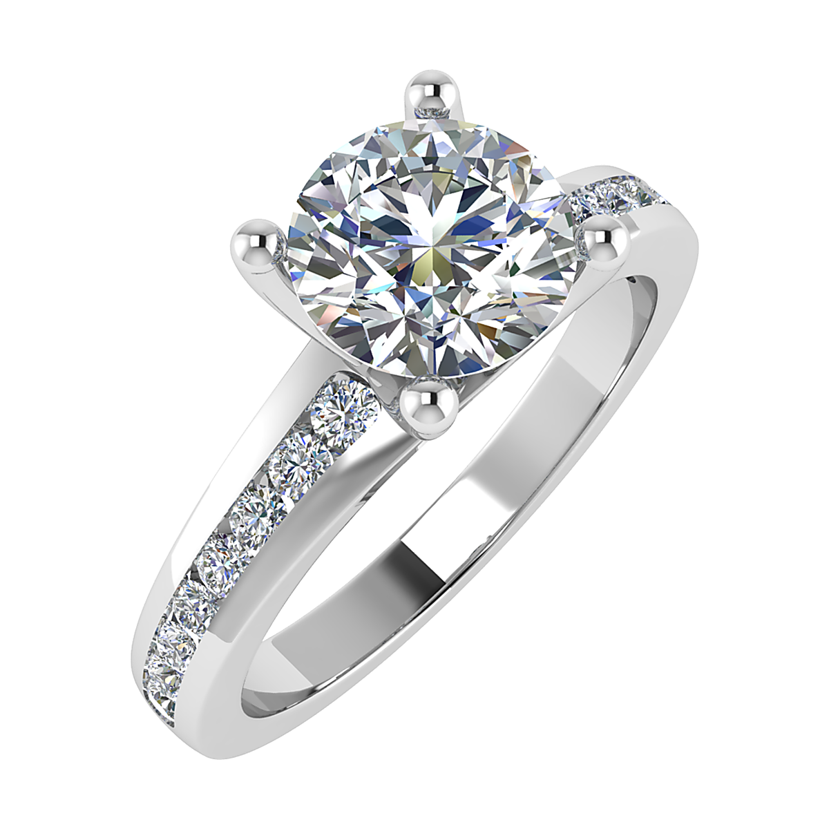 Xavira Cross-Over Channel Side Stone Solitaire Ring