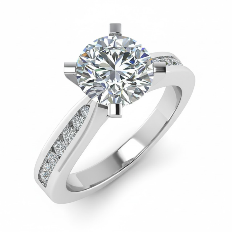 Veloria V-Claw Side Stone Solitaire Ring