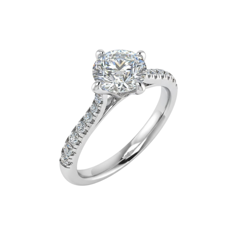 Astreya V-Collet Side Stone Solitaire Ring