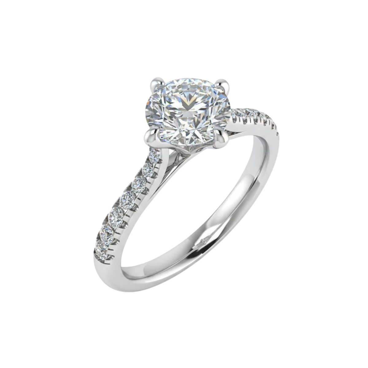 10 Astreya V-Collet Side Stone Solitaire Ring