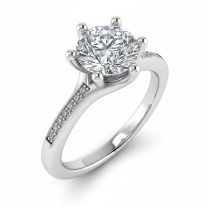 Orlena Six-Claw Side Stone Solitaire Ring