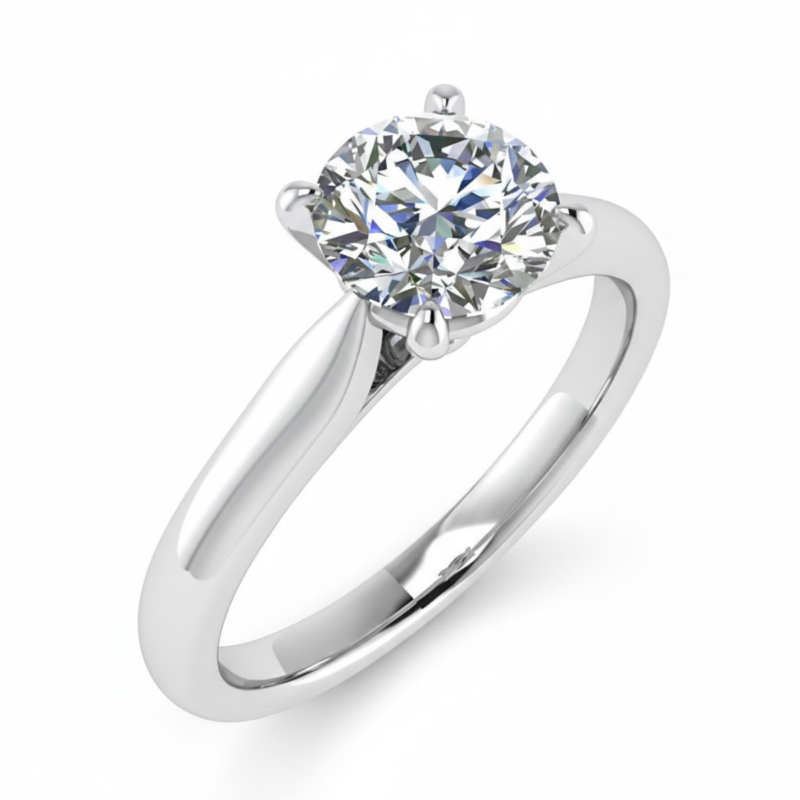 Round V-Collet Tapered Solitaire Ring