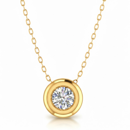Classic Round Diamond Pendant Necklace