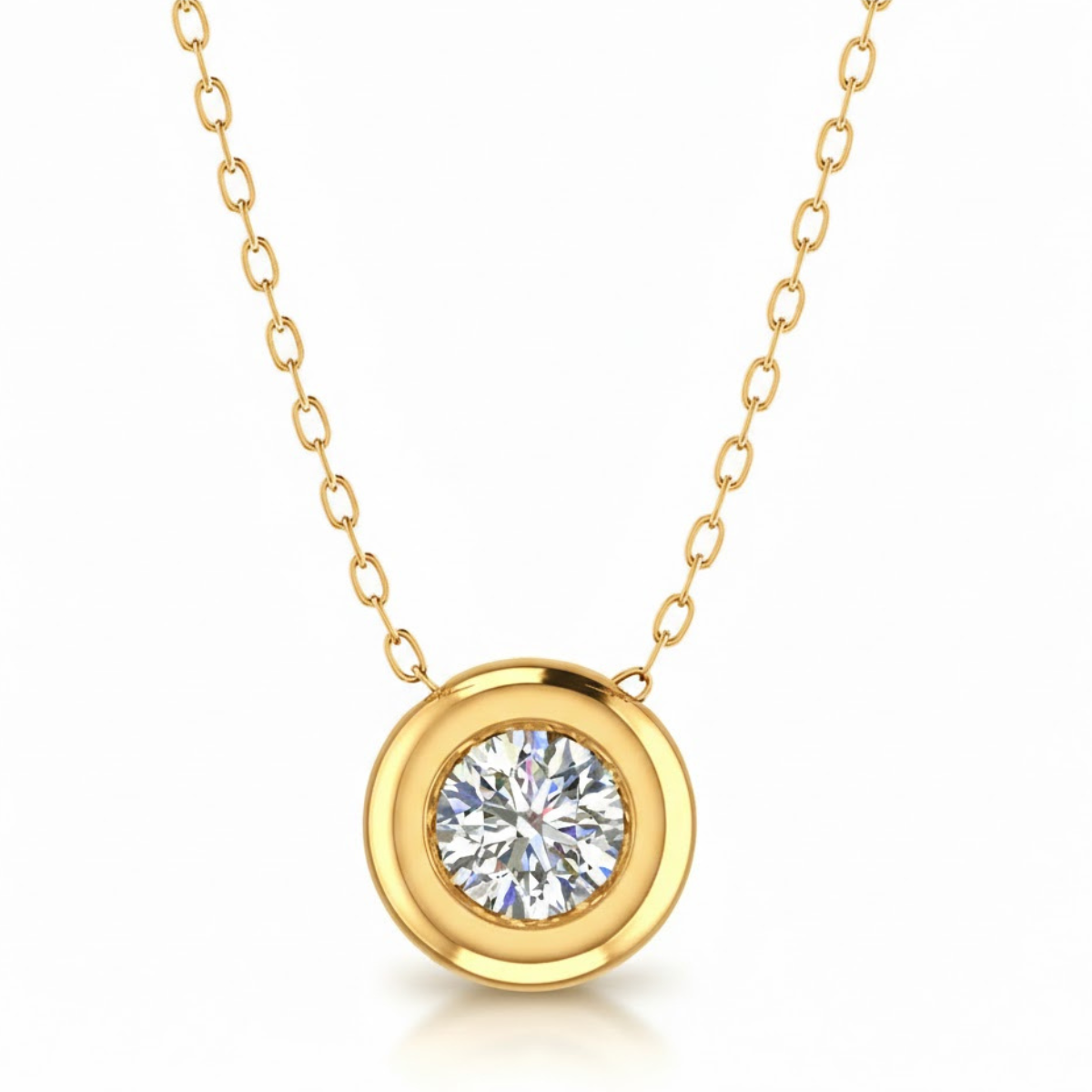 Classic Round Diamond Pendant Necklace