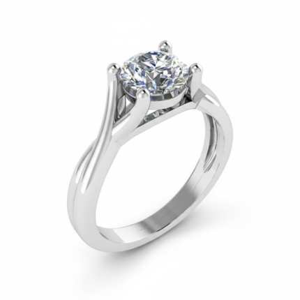 Round Twist Split-Shoulder Solitaire Ring
