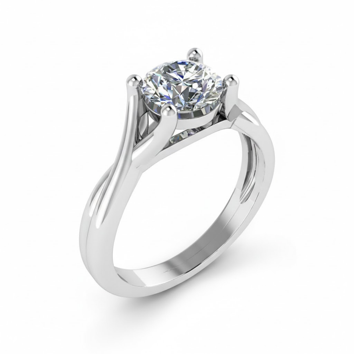 Round Twist Split-Shoulder Solitaire Ring